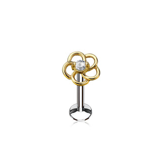 Labret fiore con zircone Filettatura Interna