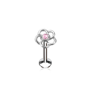 Labret fiore con zircone Filettatura Interna