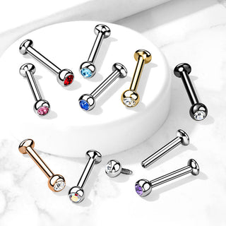 Labret Sfera con zircone Filettatura Interna