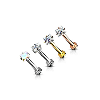 Labret Zircone quadrato Filettatura Interna