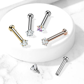 Labret Stella Zircone Filettatura Interna