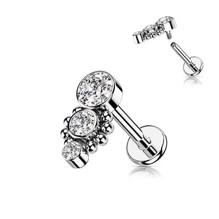 Labret 3 Zirconi Filettatura Interna