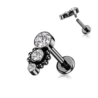 Labret 3 Zirconi Filettatura Interna