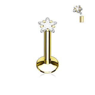 Labret Zircone a stella Filettatura Interna