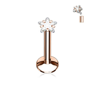 Labret Zircone a stella Filettatura Interna