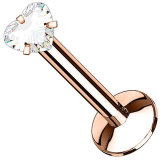 Labret Zircone a cuore Filettatura Interna