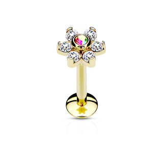 Labret Fiore di zirconi Filettatura Interna