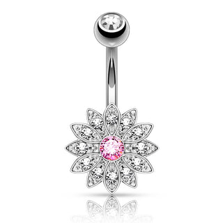 Piercing Ombelico Fiore di zirconi