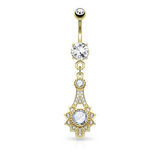 Piercing Ombelico Pendente con sole tribale di zirconi