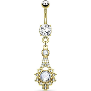 Piercing Ombelico Pendente con sole tribale di zirconi