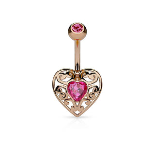 Piercing Ombelico Cuore di zirconi