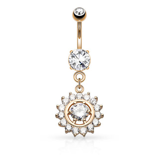 Piercing Ombelico Penente a sole di zirconi