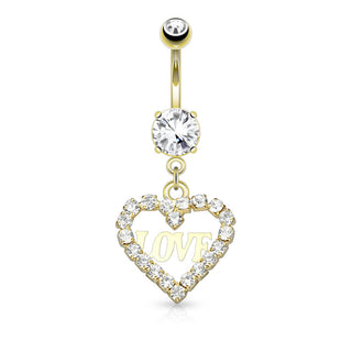 Piercing Ombelico Cuore di zirconi pendente