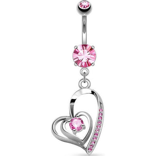 Piercing Ombelico Pendente a cuore con zirconi