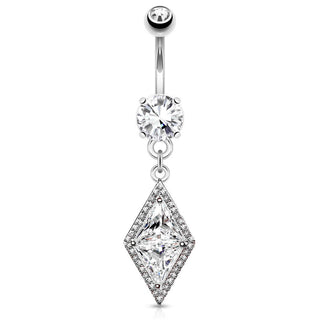 Piercing Ombelico Zirconi a forma di diamante