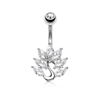 Piercing Ombelico Pavone di zirconi