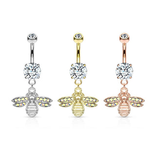 Piercing Ombelico Pendente ad ape di zirconi