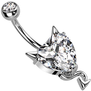 Piercing Ombelico Diavolo a cuore di zircone