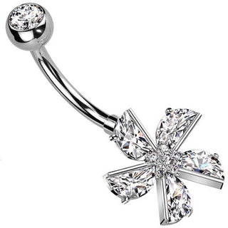 Piercing Ombelico Fiore di zirconi