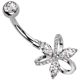 Piercing Ombelico Fiore di zirconi