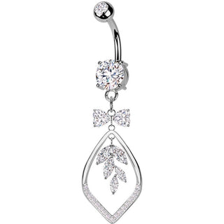 Piercing Ombelico Nastro foglia vino pendente zirconi