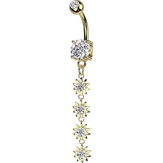 Piercing Ombelico Pendente fiori zirconi