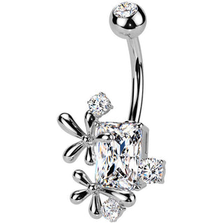 Piercing Ombelico fiori zircone