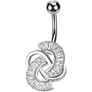 Piercing Ombelico Nodo taglio baguette zirconi