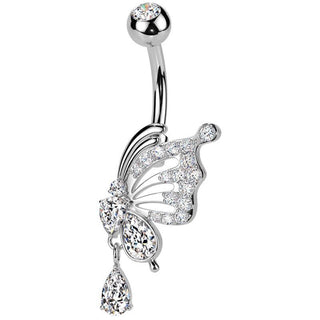 Piercing Ombelico farfalla ala penzolante zircone