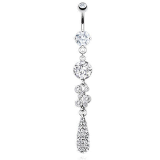 Piercing Ombelico Pendente a goccia in zircone e argento