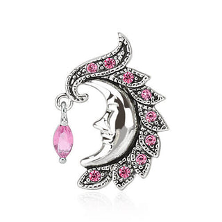 Piercing Ombelico Luna Top Down in zirconi e argento