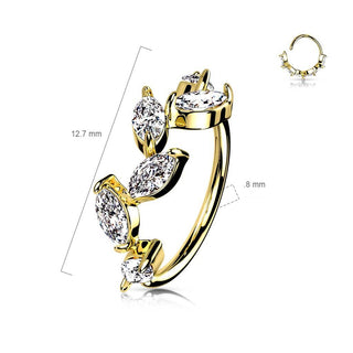 Anello Piercing Foglie di zirconi Pieghevole
