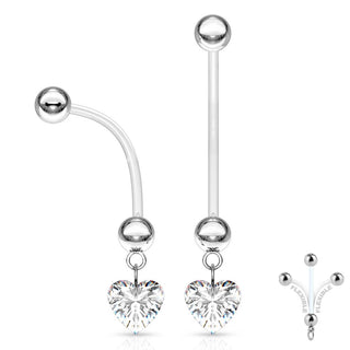 Piercing Ombelico Pendente a cuore in zircone
