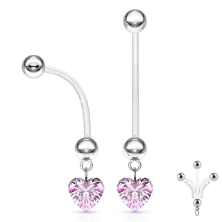 Piercing Ombelico Pendente a cuore in zircone