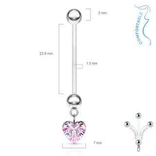 Piercing Ombelico Pendente a cuore in zircone