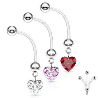 Piercing Ombelico Pendente a cuore in zircone