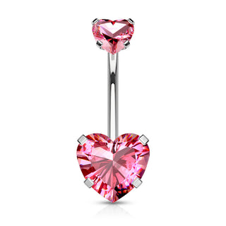 Piercing Ombelico Zircone a cuore Filettatura Interna