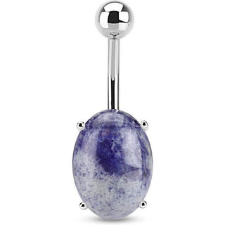 Piercing Ombelico Pietra semipreziosa ovale di sodalite