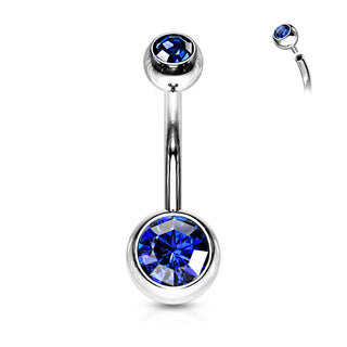 Piercing Ombelico Sfera Zirconi e Argento Filettatura Interna