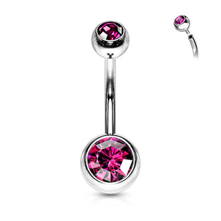 Piercing Ombelico Sfera Zirconi e Argento Filettatura Interna