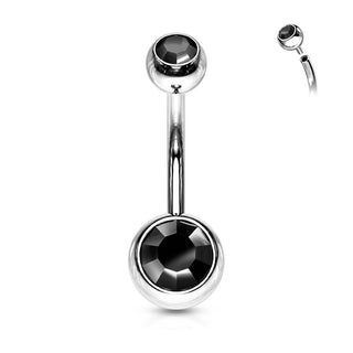 Piercing Ombelico Sfera Zirconi e Argento Filettatura Interna