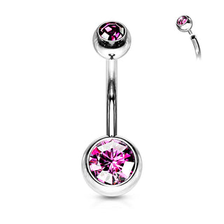 Piercing Ombelico Sfera Zirconi e Argento Filettatura Interna