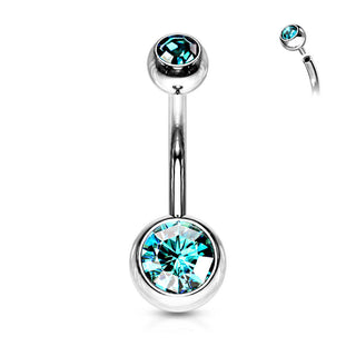 Piercing Ombelico Sfera Zirconi e Argento Filettatura Interna