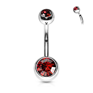 Piercing Ombelico Sfera Zirconi e Argento Filettatura Interna