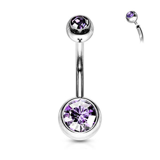 Piercing Ombelico Sfera Zirconi e Argento Filettatura Interna