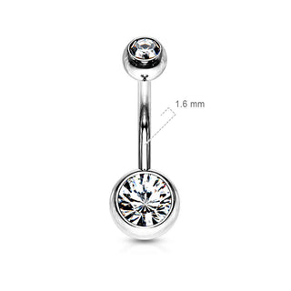 Piercing Ombelico Sfera Zirconi e Argento Filettatura Interna