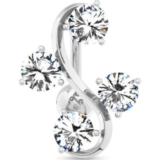 Piercing Ombelico 4 Zirconi e Argento