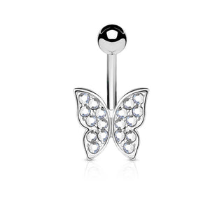 Piercing Ombelico Farfalla Zirconi e Argento