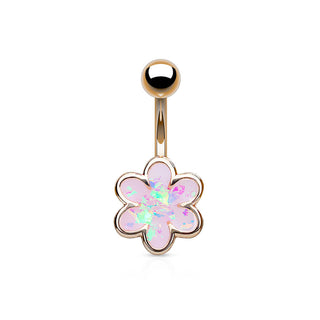 Piercing Ombelico Fiore Opale e Oro