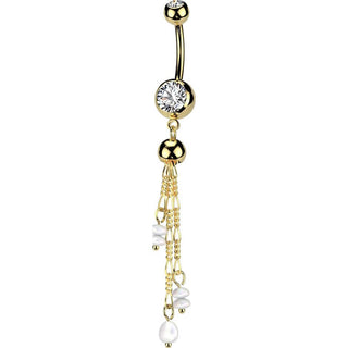 Piercing Ombelico Pendente zircone perle